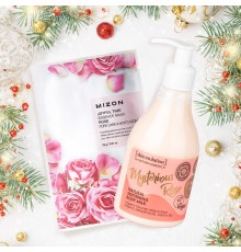 Set maschera in tessuto e lozione corpo alla rosa