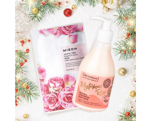 Set maschera in tessuto e lozione corpo alla rosa