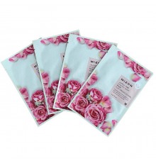 Set 4 maschere viso monouso in tessuto alla rosa Joyful Time Mizon