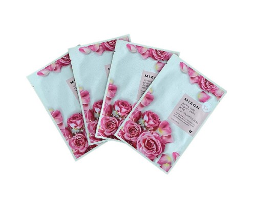 Set 4 maschere viso monouso in tessuto alla rosa Joyful Time Mizon