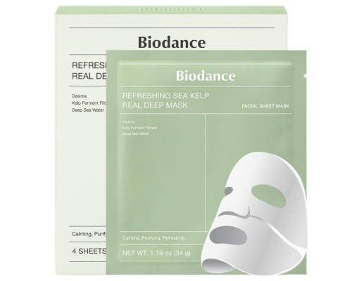 Set 4 maschere notte idrogel rinfrescanti all'alga marina Real Deep BioDance