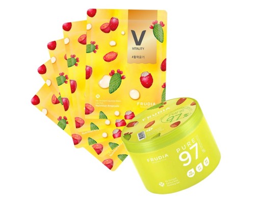 Set gel e 5 maschere viso monouso al cactus Frudia