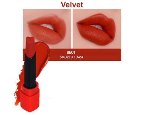 Rossetto vellutato Pane Tostato Affumicato BE01 Heart Crush Holika Holika