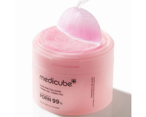 Dischetti rosa tonificanti in gel al collagene e PDRN MediCube