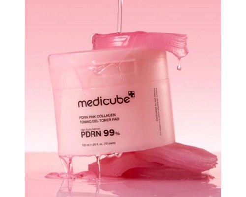 Dischetti rosa tonificanti in gel al collagene e PDRN MediCube