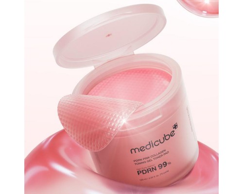 Dischetti rosa tonificanti in gel al collagene e PDRN MediCube