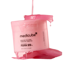 Dischetti rosa tonificanti in gel al collagene e PDRN MediCube