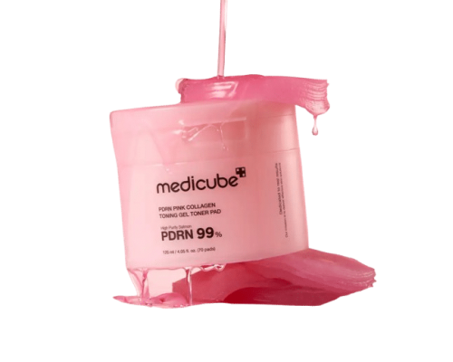 Dischetti rosa tonificanti in gel al collagene e PDRN MediCube
