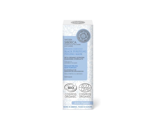 Maschera peeling purificante nera per la pelle grassa e mista certificata organica Natura Siberica