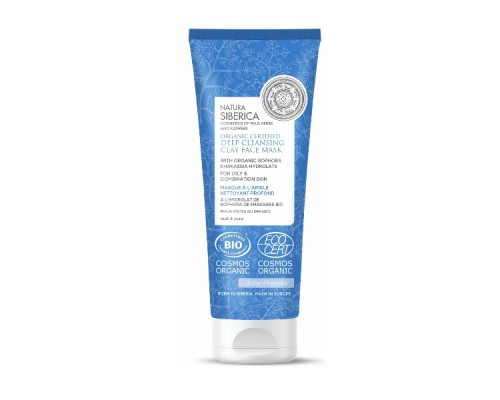 Maschera viso all'argilla per la pulizia profonda per la pelle grassa e mista certificata organica Natura Siberica
