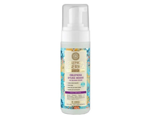 Mousse stilizzante e volumizzante con idrolato organico di olivello spinoso Natura Siberica