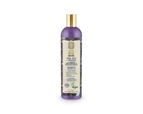 Shampoo per capelli deboli con pino, rosa e proteine Super Siberica