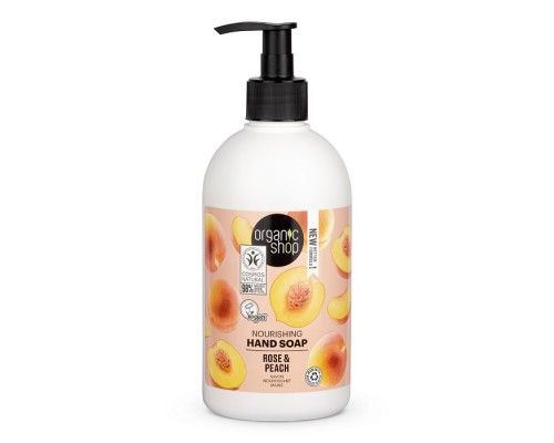 Sapone liquido nutriente per le mani Pesca rosa Organic Shop