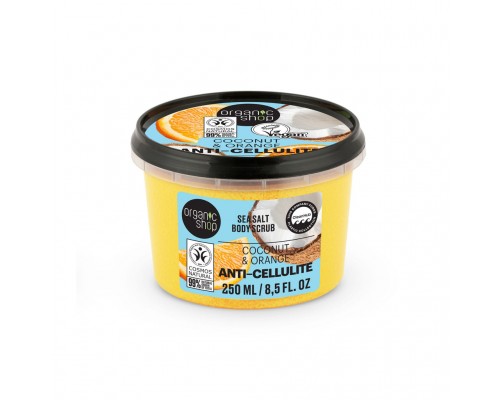 Scrub corpo al sale marino anti-cellulite al cocco e arancia Organic Shop 