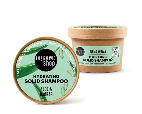 Shampoo solido idratante all'Aloe & Baobab Organic Shop