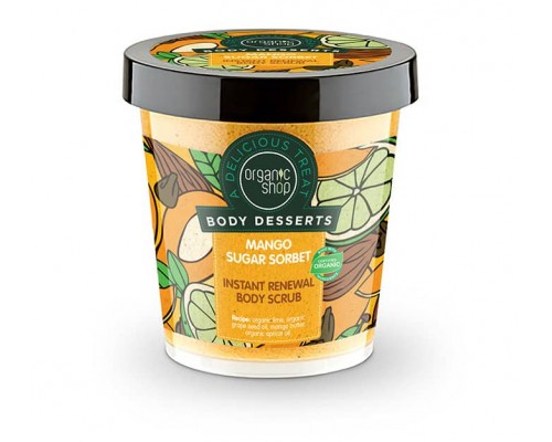 Scrub corpo per rinnovo immediato Sorbetto Zucchero & Mango Organic Shop