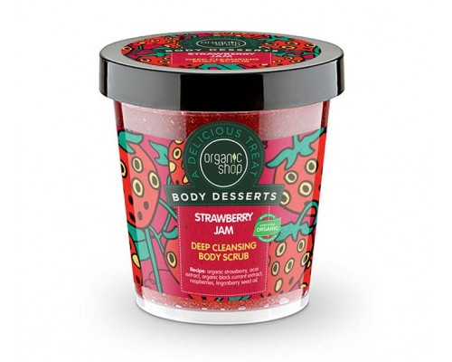 Scrub corpo per la pulizia profonda Marmellata di fragole Organic Shop
