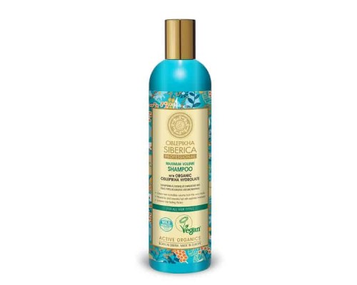 Shampoo volume massimo con idrolato di olivello spinoso organico per tutti i tipi di capelli Oblepikha Siberica