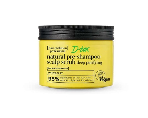 Scrub naturale per il cuoio capelluto da usare prima dello shampoo D-tox per pulizia profonda Hair Evolution Natura Siberica